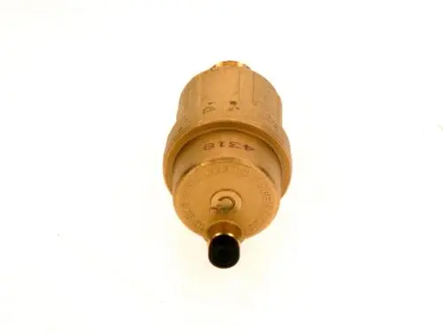 Bosch Entlüfter mit abgerundeter Form und Anschluss für Rohrleitungen, in einem neutralen Farbton, auf einem weißen Hintergrund.